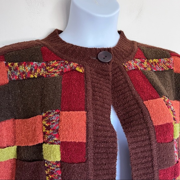 Vintage Woven Single Button Open Cardigan Sweater Size Medium - Picture 5 of 9